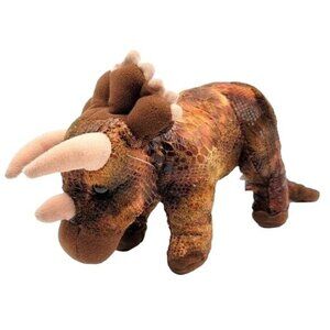 2/$15 Douglas Cuddle Dinosaur Plush Brown 11.5" Stuffed Horn Triceratops #7727